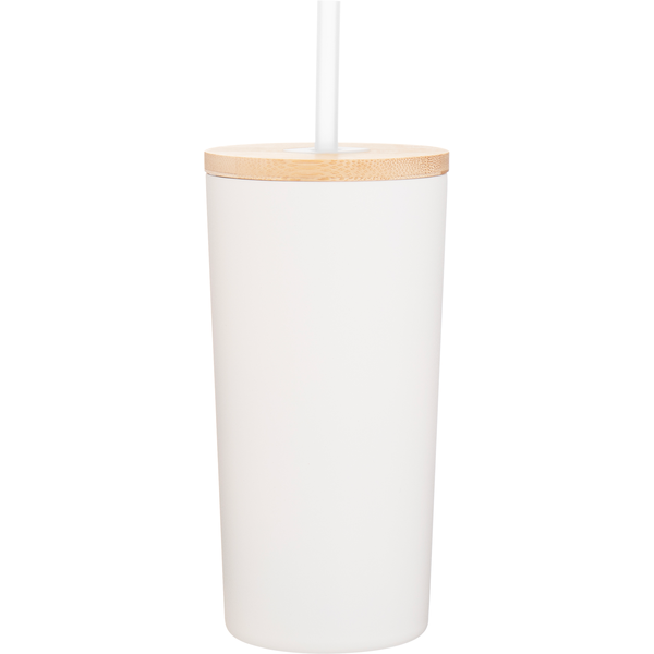 Wren Powder Coated Double Wall Stainless Tumbler w/ Straw, 16.9oz.