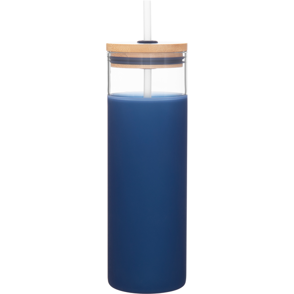 Totem Single Wall Glass Tumbler w/ Straw, 25oz.