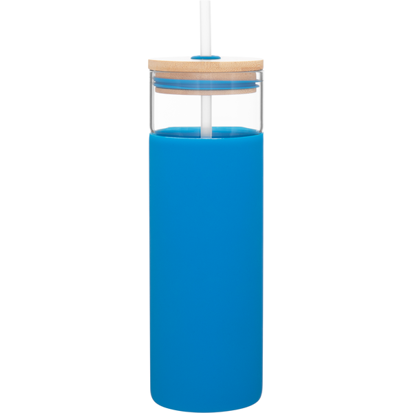 Totem Single Wall Glass Tumbler w/ Straw, 25oz.