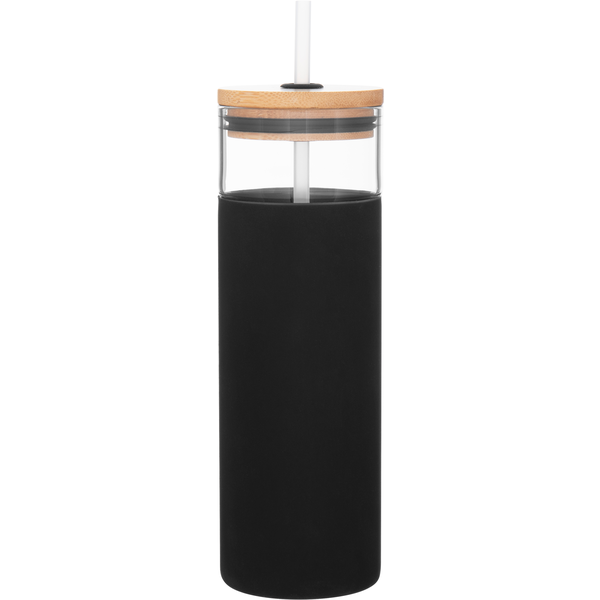 Totem Single Wall Glass Tumbler w/ Straw, 25oz.