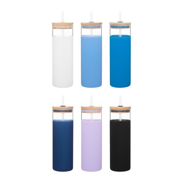 Totem Single Wall Glass Tumbler w/ Straw, 25oz.
