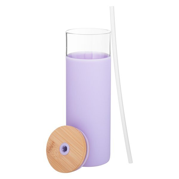 Totem Single Wall Glass Tumbler w/ Straw, 25oz.