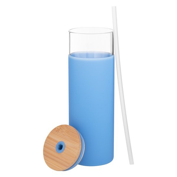 Totem Single Wall Glass Tumbler w/ Straw, 25oz.
