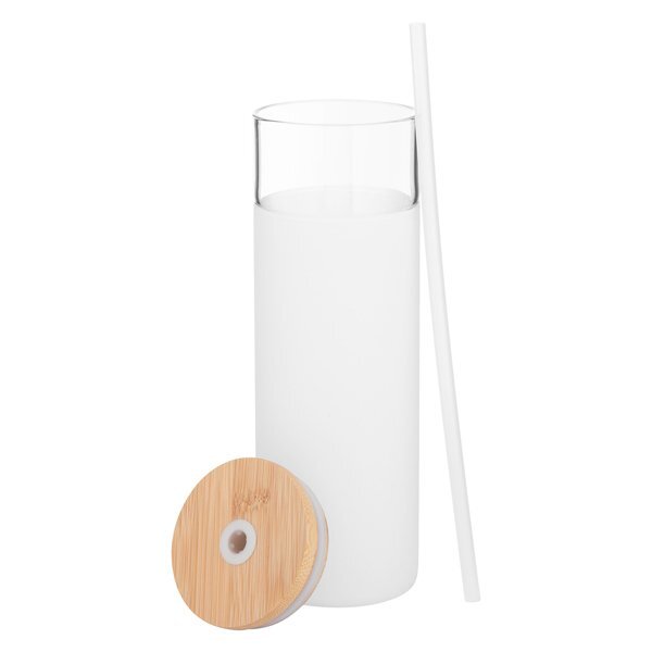 Totem Single Wall Glass Tumbler w/ Straw, 25oz.