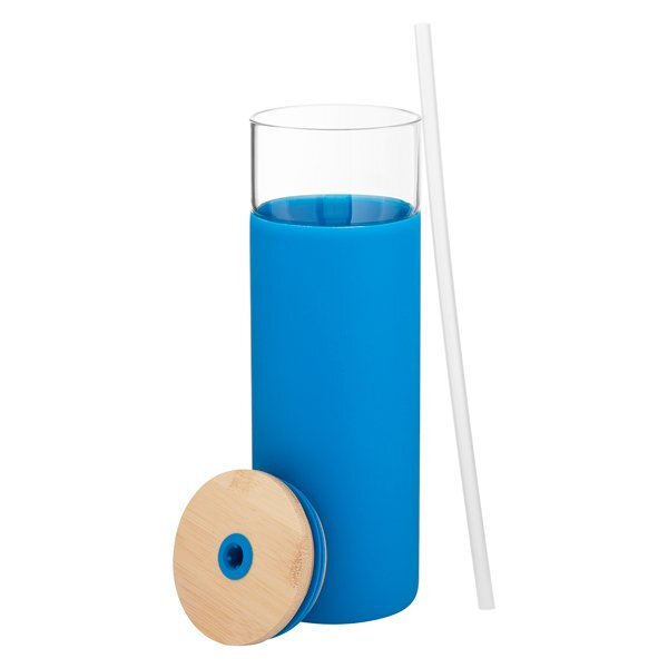 Totem Single Wall Glass Tumbler w/ Straw, 25oz.
