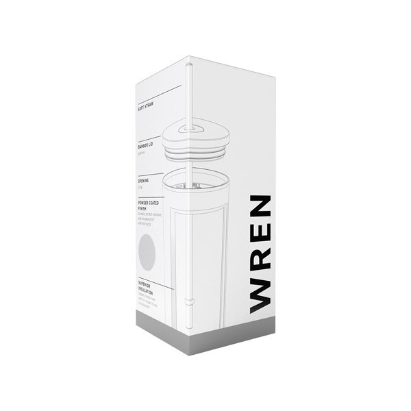 Wren Powder Coated Double Wall Stainless Tumbler w/ Straw, 16.9oz.