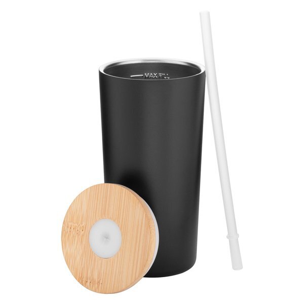 Wren Powder Coated Double Wall Stainless Tumbler w/ Straw, 16.9oz.