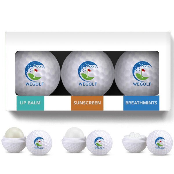 Golf Ball Lip Moisturizer, Mints & Sunscreen, 3 packs