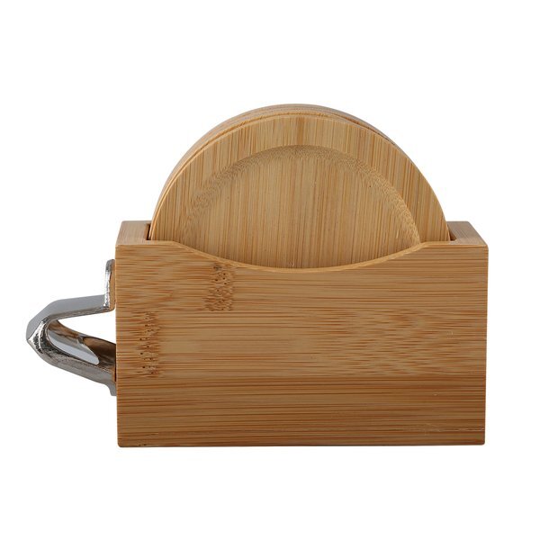 Bamboo Coaster Set w/ Bottle Opener