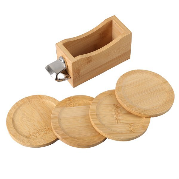 Bamboo Coaster Set w/ Bottle Opener