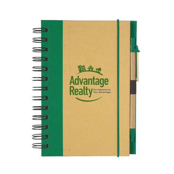 Eco-Inspired Hard Cover Notebook w/ Pen, 5" x 7"