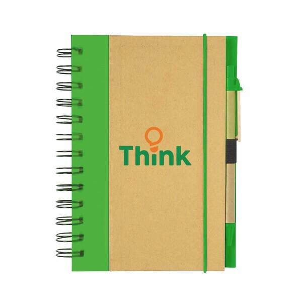 Eco-Inspired Hard Cover Notebook w/ Pen, 5" x 7"