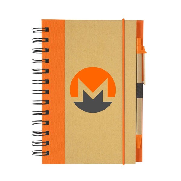 Eco-Inspired Hard Cover Notebook w/ Pen, 5" x 7"