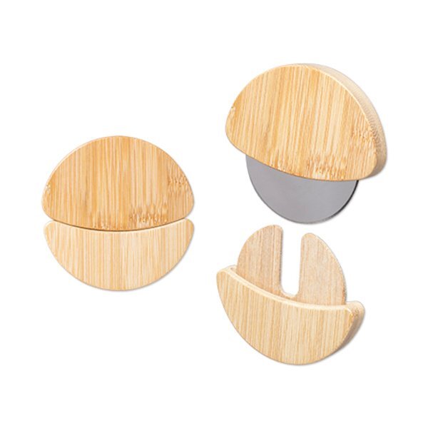 Bamboo Pizza Cutter with Stainless Steel Blade
