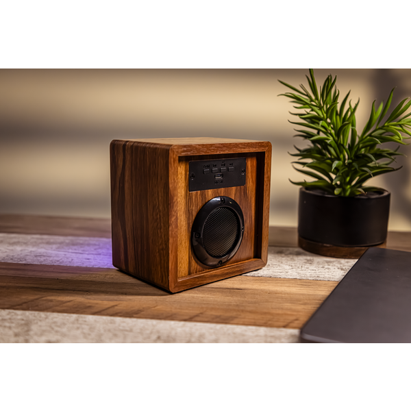 Orbit Wood Grain Mirror Light-Up Speaker
