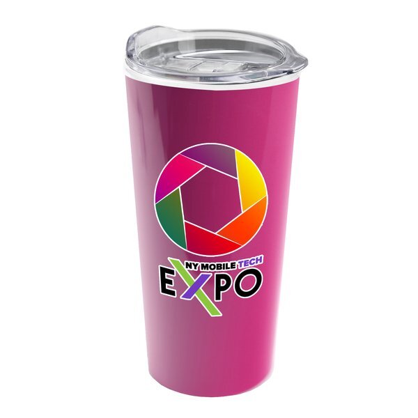 Roadmaster Travel Tumbler With Clear Slide Lid in Full Color Imprint, 18oz.
