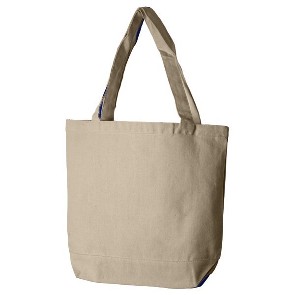 Canvas Charm Tote with Accent Trim And Color Handles