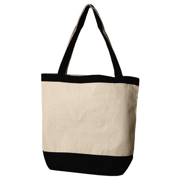 Canvas Charm Tote with Accent Trim And Color Handles