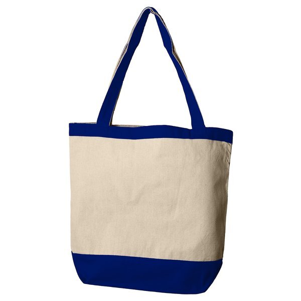 Canvas Charm Tote with Accent Trim And Color Handles