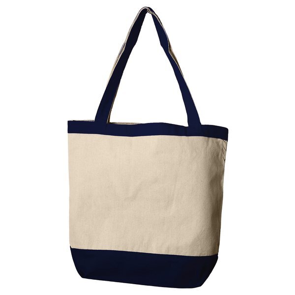 Canvas Charm Tote with Accent Trim And Color Handles