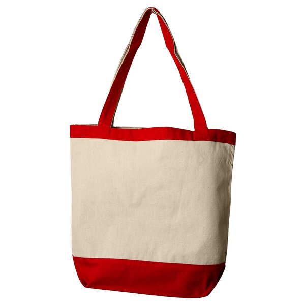 Canvas Charm Tote with Accent Trim And Color Handles