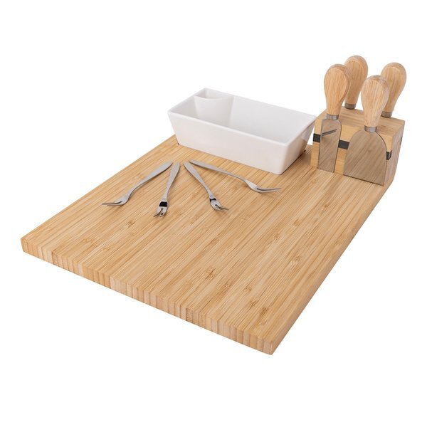 Bamboo Charcuterie Board w/ Bowl, Utensils & Forks