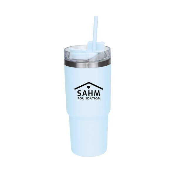 Double-Wall Travel Tumbler w/ Straw, 25oz.