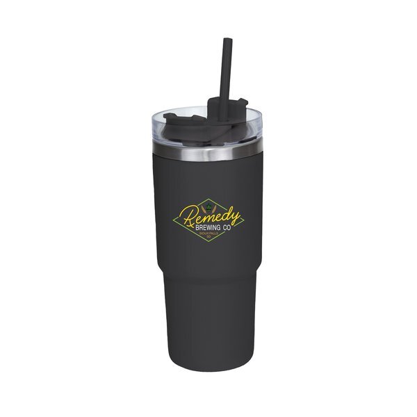 Double-Wall Travel Tumbler w/ Straw, 25oz.