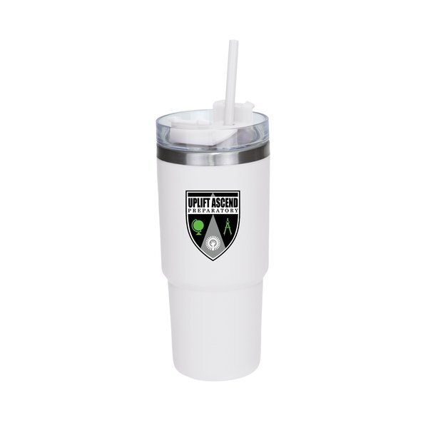 Double-Wall Travel Tumbler w/ Straw, 25oz.