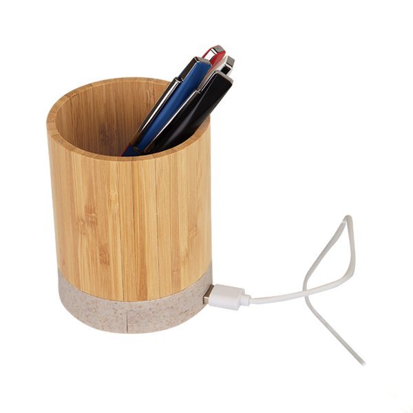 Bamboo Pen Cup w/ 10W Wireless Charger