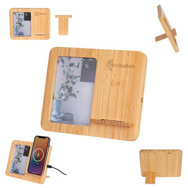 Bamboo Photo Frame 4"x6" & 10W Wireless Charger