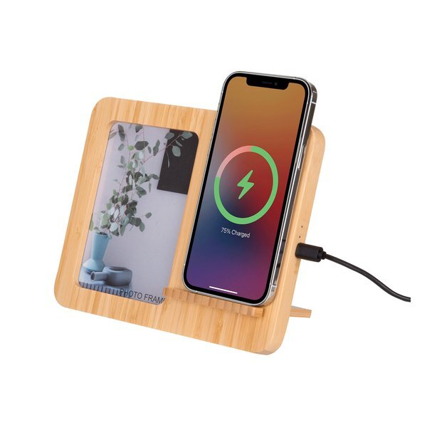 Bamboo Photo Frame 4"x6" & 10W Wireless Charger