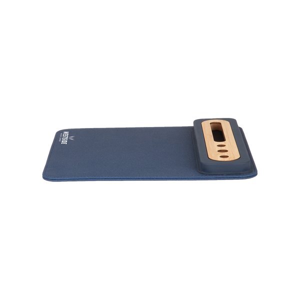 PU Mousepad w/ Bamboo Phone & Pen Holder