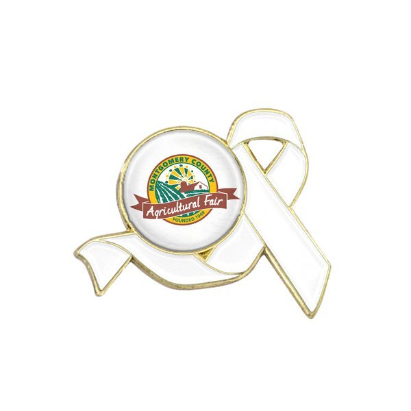 Awareness Ribbon Lapel Pin, Round