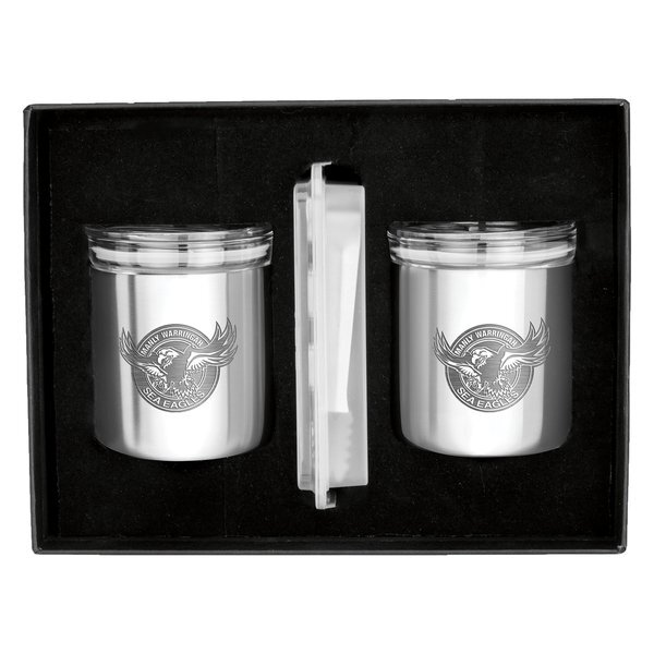 Stainless Glass Tumbler and Whiskey Cube Set