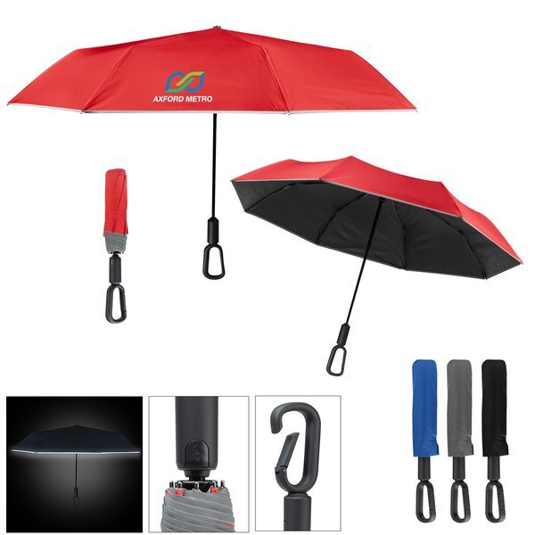 Reflective Umbrella w/ Carabiner Handle, 46" Arc