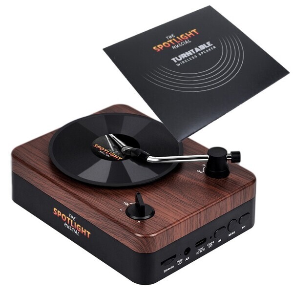 Turntable Bluetooth Speaker with Custom Record Envelope