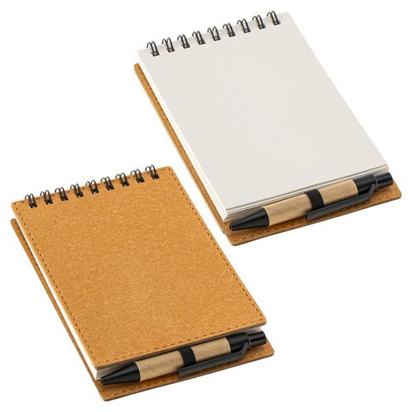 Flip Recycled Spiral Notebook w/ Pen, 3-1/2" x 5-3/4"