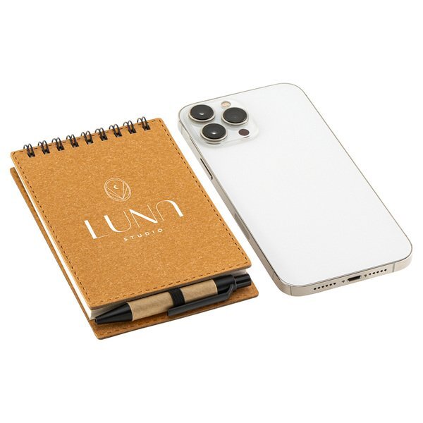 Flip Recycled Spiral Notebook w/ Pen, 3-1/2" x 5-3/4"