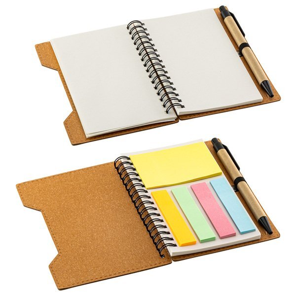Agenda Recycled Spiral Notebook w/ Sticky Notes & Pen, 4-1/2" x 5-7/8"