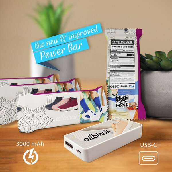 Power Bar 3000mAh with USB-C and Wrapper