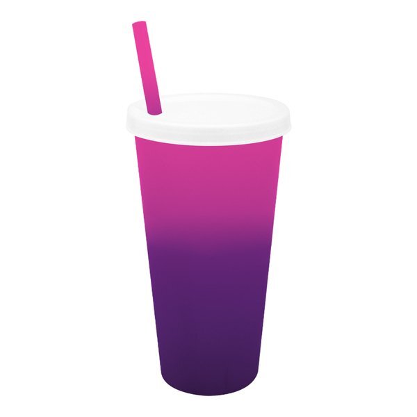 Mood Color Changing Cup w/ Lid & Straw, 26oz.