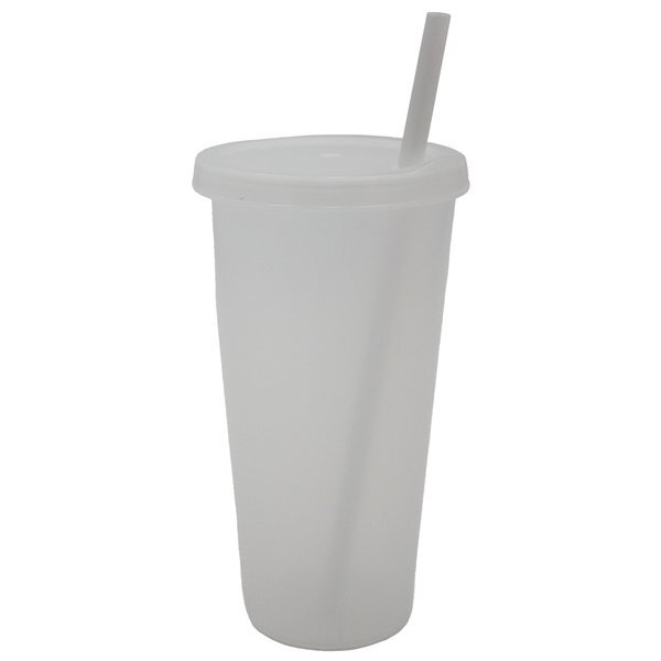 Plastic Colors Cup w/ Lid & Straw, 26oz.