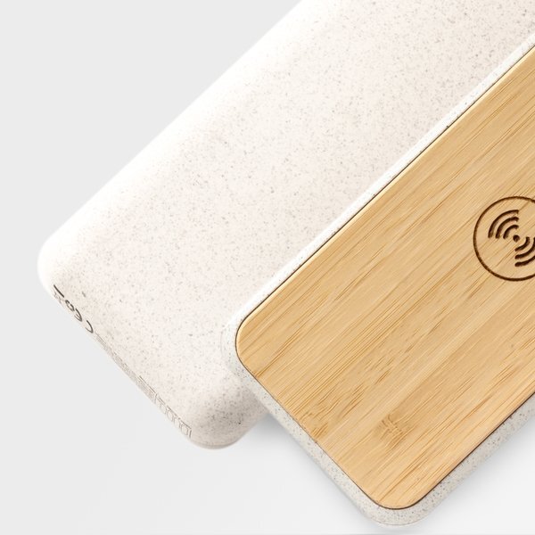 Wireless Quick Charging Bamboo Power Bank, 10000mAh