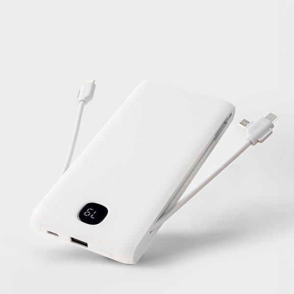 Power Bank with Built-in Cables and Retractable AC Wall Plug, 10000mAh