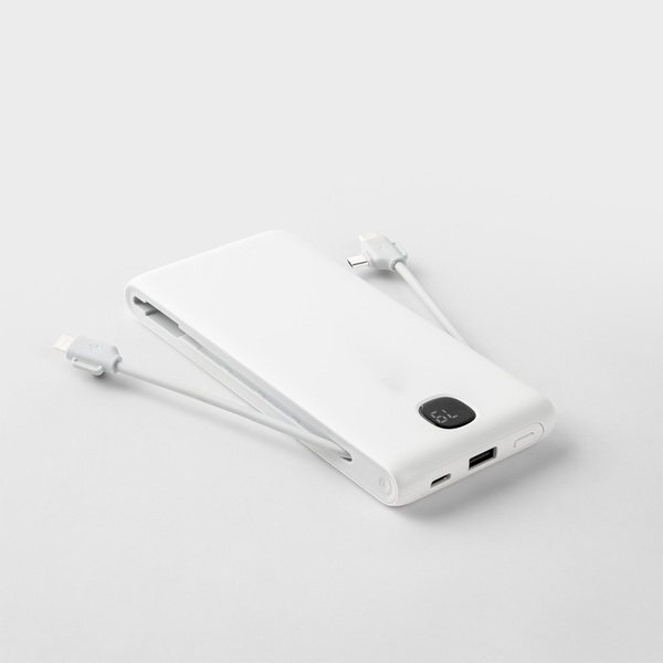 Power Bank with Built-in Cables and Retractable AC Wall Plug, 10000mAh