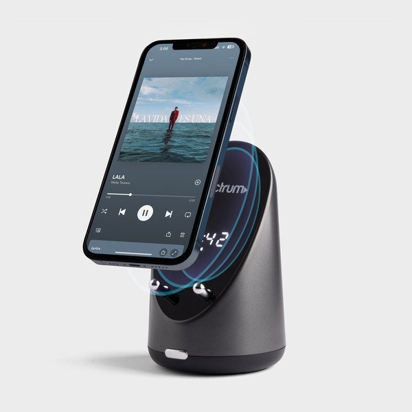 Impluse Amplifying Bluetooth Speaker with Wireless Charger and Digital Alarm Clock