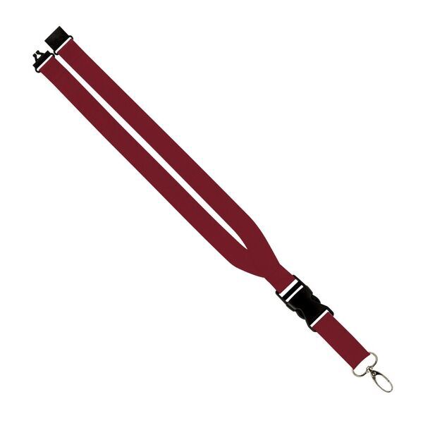 Polyester Maverick Lanyard w/ Slide Buckle Release, Silver Metal Oval & Convenience Release,  1"