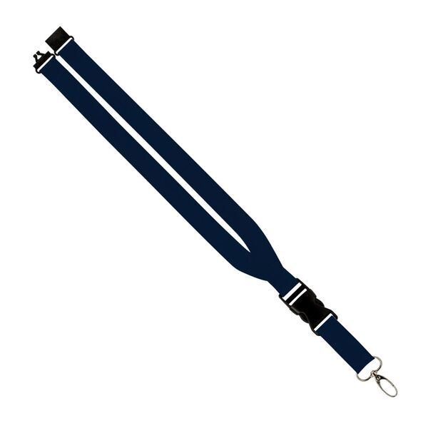 Polyester Maverick Lanyard w/ Slide Buckle Release, Silver Metal Oval & Convenience Release,  1"