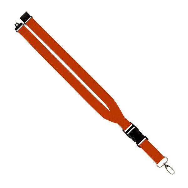 Polyester Maverick Lanyard w/ Slide Buckle Release, Silver Metal Oval & Convenience Release,  1"